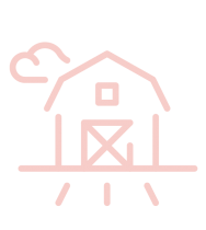 Pink farm barn icon